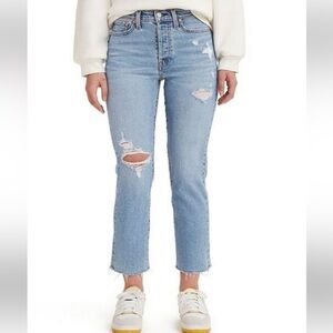 Levi's Light Blue Distressed Straight Leg Jeans